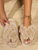 Fall/Winter Women's Fuzzy Criss-Cross House Slippers, Non-Slip Indoor Slippers With Fashion High-End Feeling,Fluffy Slippers